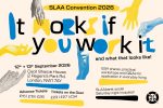 0007-slaa-convention-2026_web-banner_v3 - sex and love addicts anonymous (s. L. A. A. ) Promotional poster for SLA Convention 2026 with colorful letters, graphic hands, and event details (date, venue, tickets).