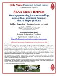 2026 slaa mens retreat flyer_page_1 - sex and love addicts anonymous (s. L. A. A. ) Flyer for Holy Name Passionist Retreat Center announcing the SLA A Men's Retreat with dates and contact info
